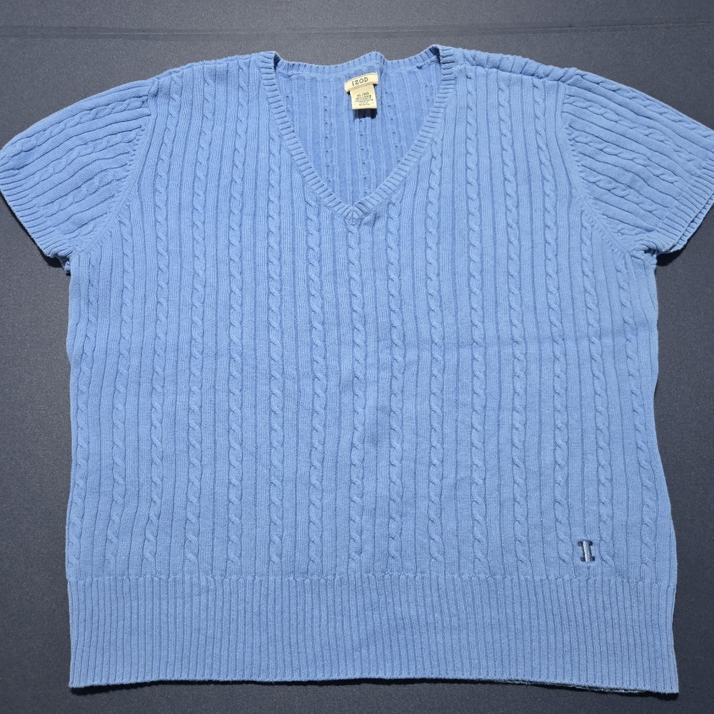 Womens Izod Short Sleeve "sweater", XL, Blue